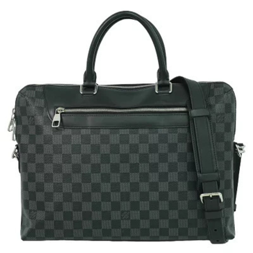 Louis Vuitton LV Porte Documents Jour Bag Canvas Briefcase Graphite Black